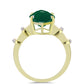 Anel de Prata com Banho de Ouro com Ágata Verde e Topázio Branco  Contraste: Cabeca de Veado (800)
