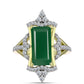 Anel de Prata com Banho de Ouro com Ágata Verde e Topázio Branco  Contraste: Cabeca de Veado (800)