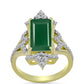 Anel de Prata com Banho de Ouro com Ágata Verde e Topázio Branco  Contraste: Cabeca de Veado (800)