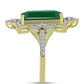 Anel de Prata com Banho de Ouro com Ágata Verde e Topázio Branco  Contraste: Cabeca de Veado (800)