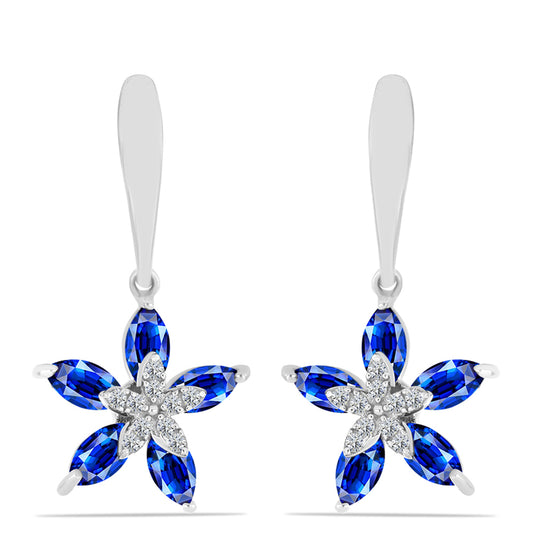 Brincos de Prata com Safira Azul Australiana e Topázio Branco