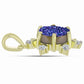Pendente de Prata com Banho de Ouro com Drusy Roxo e Topázio Branco