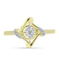 Anel de Prata com Banho de Ouro com Diamante Branco e Topázio Branco