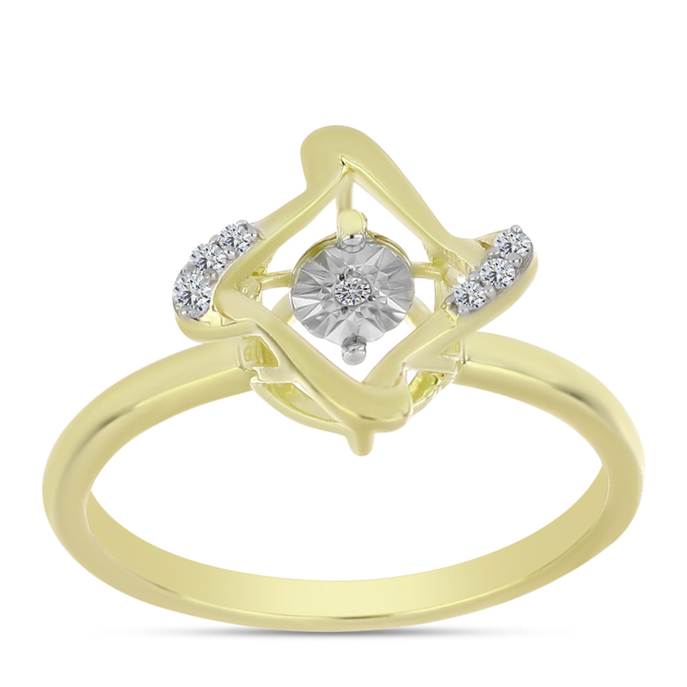 Anel de Prata com Banho de Ouro com Diamante Branco e Topázio Branco 3 