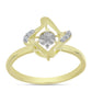 Anel de Prata com Banho de Ouro com Diamante Branco e Topázio Branco