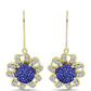 Brincos de Prata com Banho de Ouro com Drusy Roxo e Topázio Branco