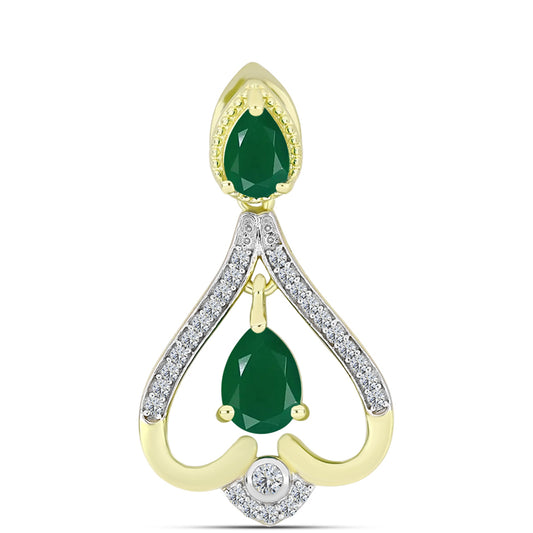 Pendente de Prata com Banho de Ouro com Ágata Verde