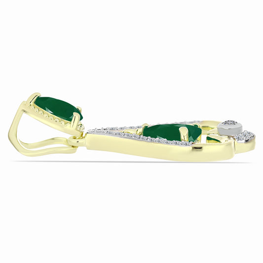 Pendente de Prata com Banho de Ouro com Ágata Verde