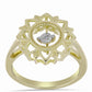 Anel de Prata com Banho de Ouro com Diamante Branco  Contraste: Cabeca de Veado (800)