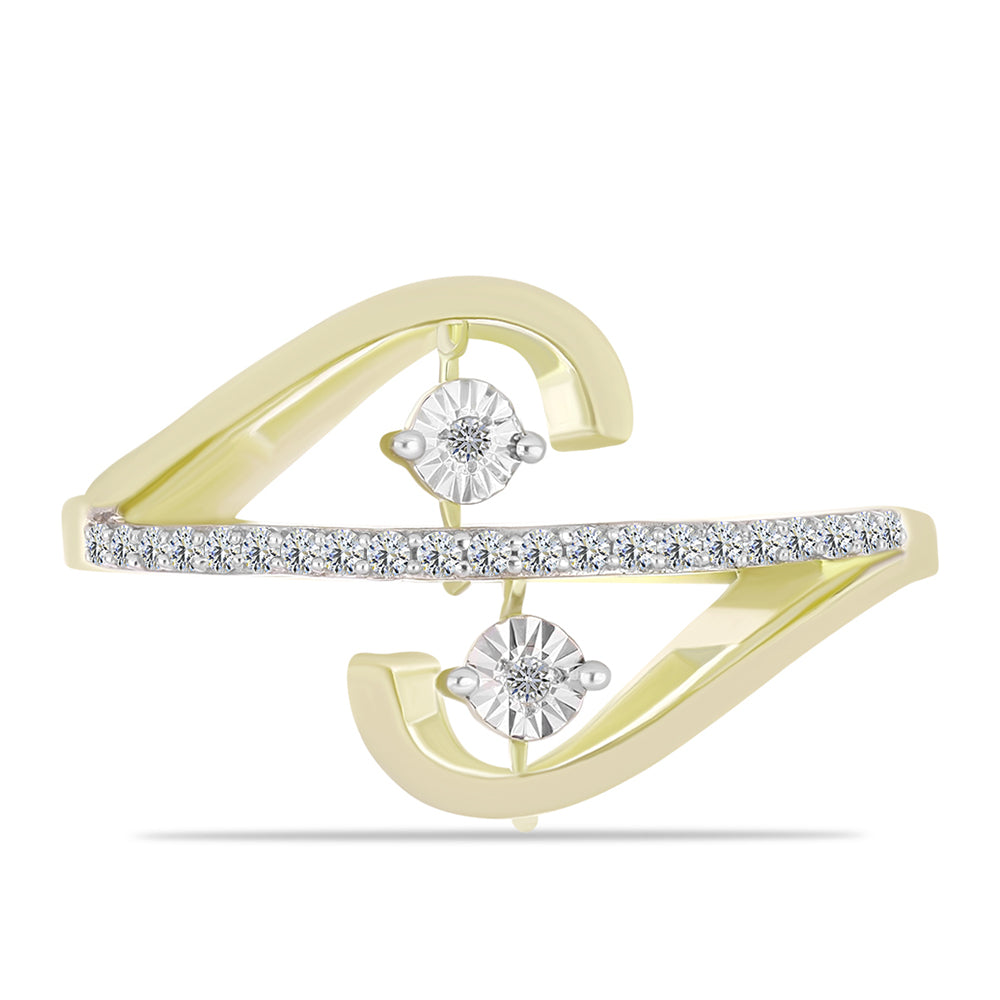Anel de Prata com Banho de Ouro com Diamante Branco e Topázio Branco  Contraste: Cabeca de Veado (800) 1 
