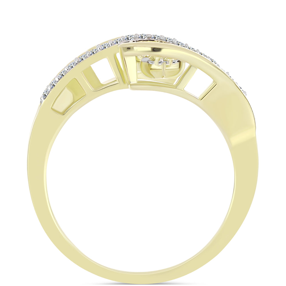Anel de Prata com Banho de Ouro com Diamante Branco e Topázio Branco  Contraste: Cabeca de Veado (800) 2 
