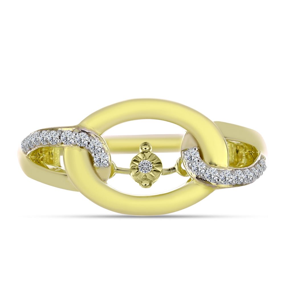 Anel de Prata com Banho de Ouro com Diamante Branco e Topázio Branco  Contraste: Cabeca de Veado (800)