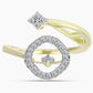 Anel de Prata com Banho de Ouro com Diamante Branco e Topázio Branco  Contraste: Cabeca de Veado (800)