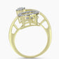 Anel de Prata com Banho de Ouro com Diamante Branco e Topázio Branco  Contraste: Cabeca de Veado (800)