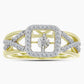 Anel de Prata com Banho de Ouro com Diamante Branco e Topázio Branco  Contraste: Cabeca de Veado (800)