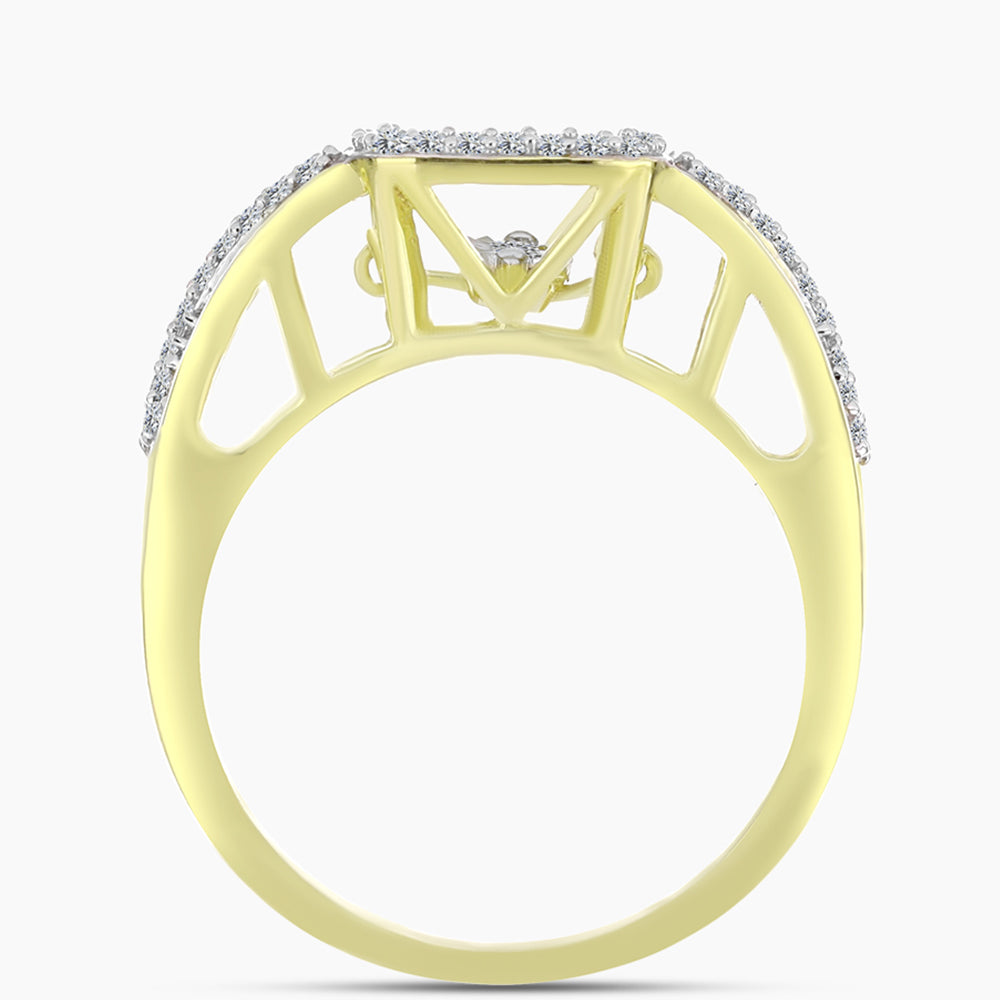 Anel de Prata com Banho de Ouro com Diamante Branco e Topázio Branco  Contraste: Cabeca de Veado (800) 2 