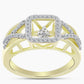 Anel de Prata com Banho de Ouro com Diamante Branco e Topázio Branco  Contraste: Cabeca de Veado (800)