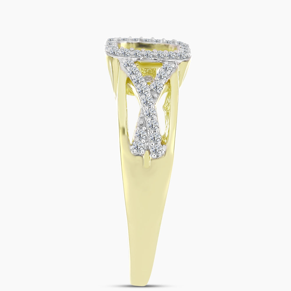 Anel de Prata com Banho de Ouro com Diamante Branco e Topázio Branco  Contraste: Cabeca de Veado (800) 4 