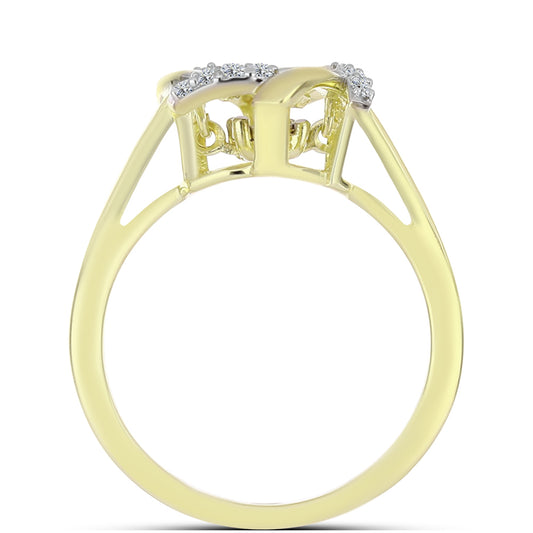 Anel de Prata com Banho de Ouro com Diamante Branco e Topázio Branco