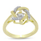 Anel de Prata com Banho de Ouro com Diamante Branco e Topázio Branco