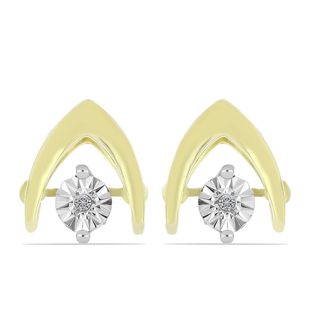 Brincos de Prata com Banho de Ouro com Diamante Branco 1 