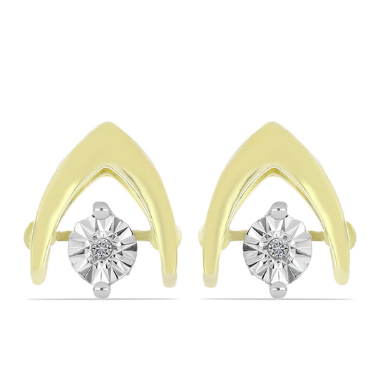 Brincos de Prata com Banho de Ouro com Diamante Branco