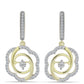 Brincos de Prata com Banho de Ouro com Diamante Branco e Topázio Branco