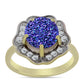 Anel de Prata com Banho de Ouro com Drusy Roxo e Topázio Branco  Contraste: Cabeca de Veado (800)