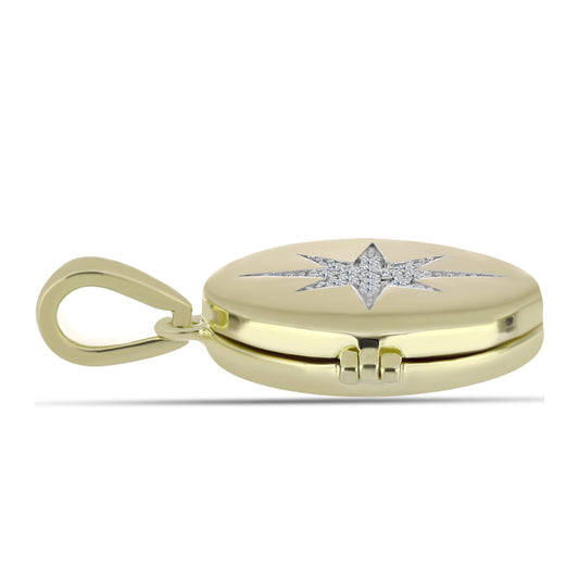 Pendente de Prata com Banho de Ouro com Diamante Branco  Contraste: Cabeca de Veado (800)