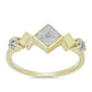 Anel de Prata com Banho de Ouro com Diamante Branco e Topázio Branco