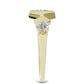 Anel de Prata com Banho de Ouro com Diamante Branco e Topázio Branco