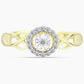 Anel de Prata com Banho de Ouro com Diamante Branco e Topázio Branco