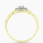 Anel de Prata com Banho de Ouro com Diamante Branco e Topázio Branco