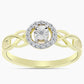 Anel de Prata com Banho de Ouro com Diamante Branco e Topázio Branco