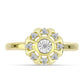 Anel de Prata com Banho de Ouro com Diamante Branco e Topázio Branco