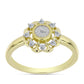 Anel de Prata com Banho de Ouro com Diamante Branco e Topázio Branco