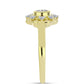 Anel de Prata com Banho de Ouro com Diamante Branco e Topázio Branco
