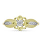 Anel de Prata com Banho de Ouro com Diamante Branco e Topázio Branco  Contraste: Cabeca de Veado (800)