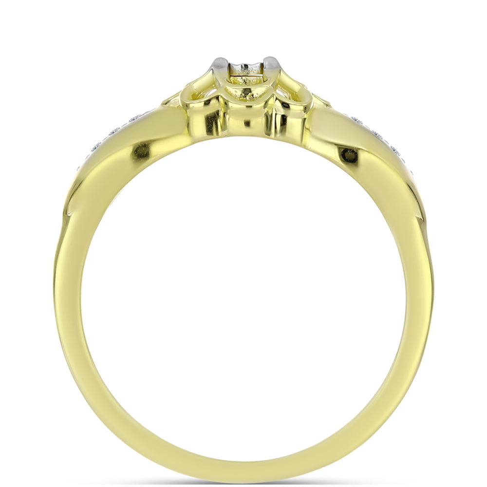 Anel de Prata com Banho de Ouro com Diamante Branco e Topázio Branco  Contraste: Cabeca de Veado (800) 2 