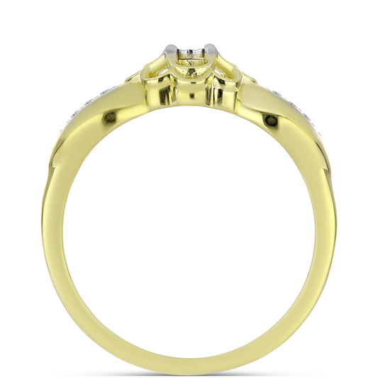 Anel de Prata com Banho de Ouro com Diamante Branco e Topázio Branco  Contraste: Cabeca de Veado (800)