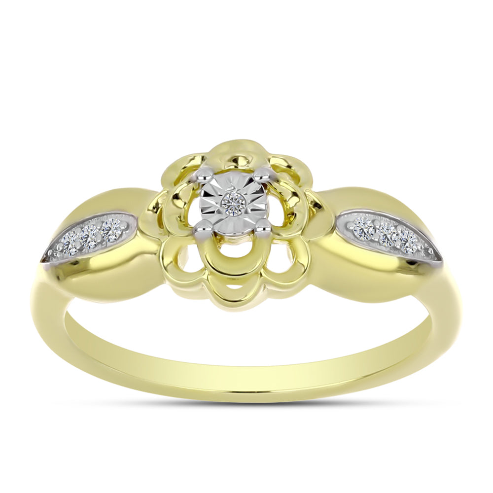 Anel de Prata com Banho de Ouro com Diamante Branco e Topázio Branco  Contraste: Cabeca de Veado (800) 3 