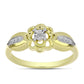 Anel de Prata com Banho de Ouro com Diamante Branco e Topázio Branco  Contraste: Cabeca de Veado (800)