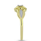 Anel de Prata com Banho de Ouro com Diamante Branco e Topázio Branco  Contraste: Cabeca de Veado (800)