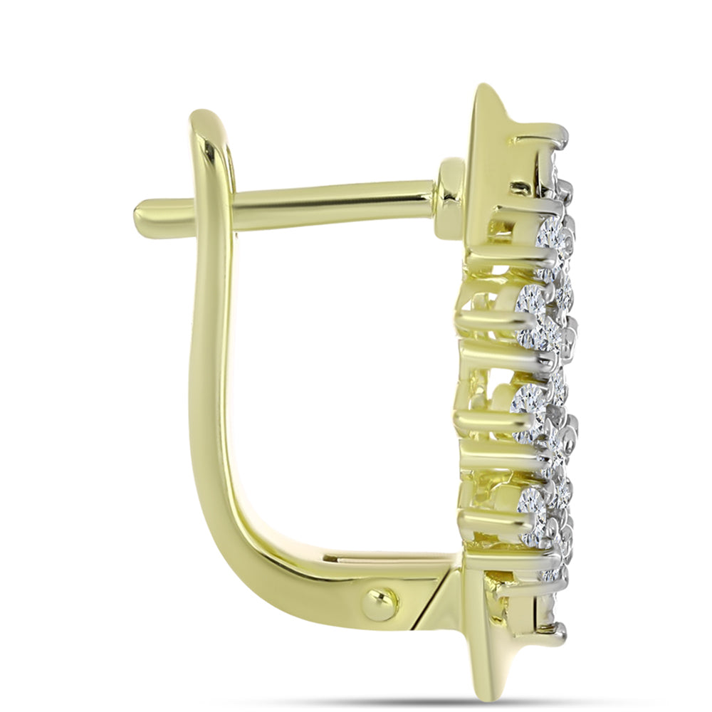 Brincos de Prata com Banho de Ouro com Diamante Branco e Topázio Branco 2 