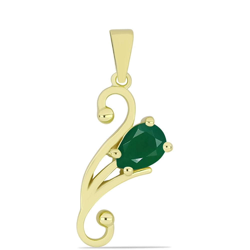 Pendente de Prata com Banho de Ouro com Ágata Verde