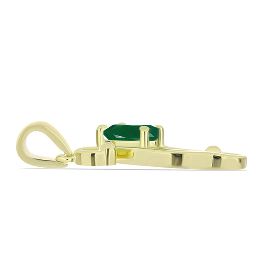 Pendente de Prata com Banho de Ouro com Ágata Verde