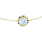 Pulseira de Prata com Banho de Ouro com Pedra da Lua Arco-íris e Ametista de Marrocos  Contraste: Cabeca de Veado (800)