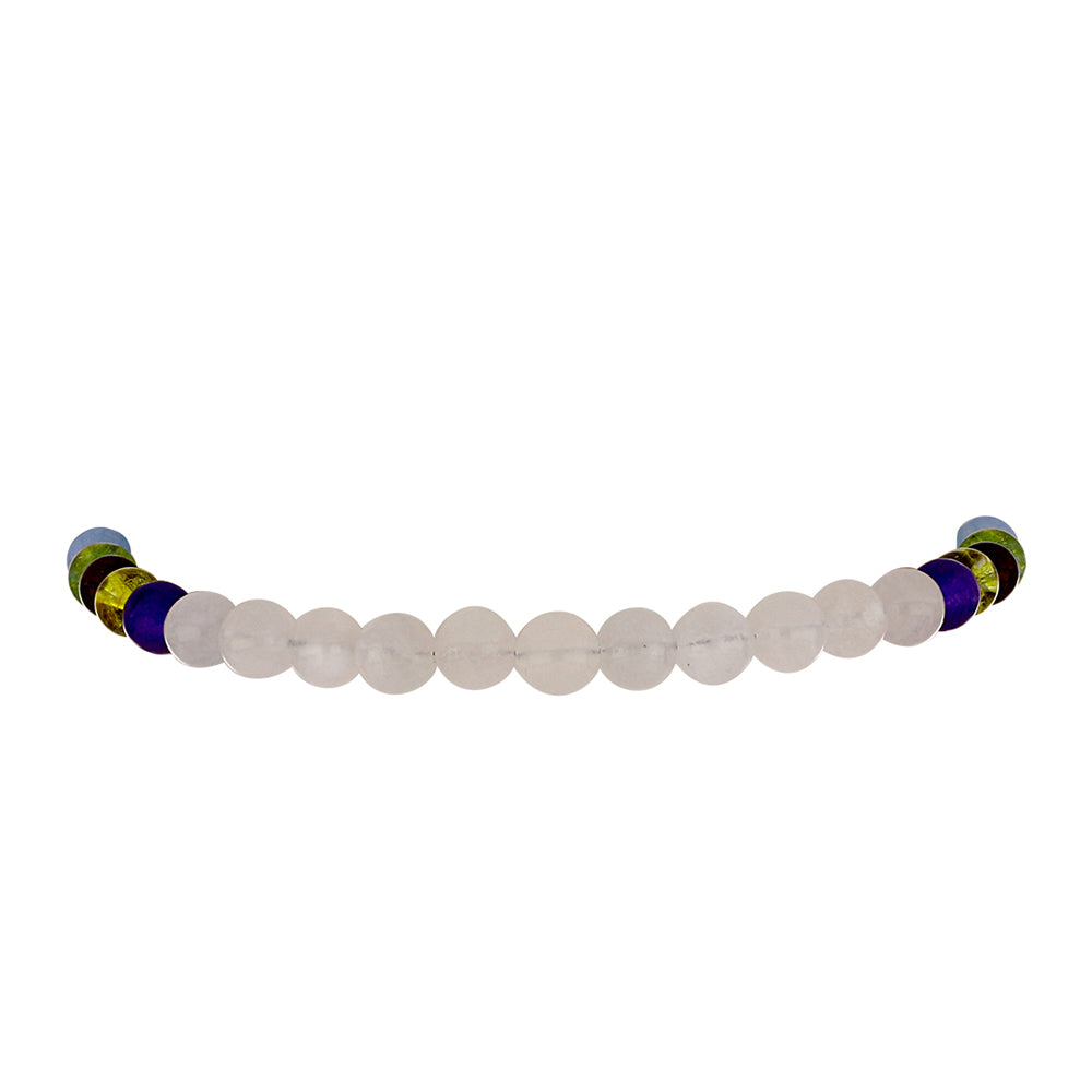 Pulseira de Prata com Banho de Ouro com Pedra da Lua Arco-íris e Ametista de Marrocos 2 