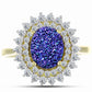 Anel de Prata com Banho de Ouro com Drusy Roxo e Topázio Branco  Contraste: Cabeca de Veado (800)