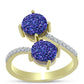 Anel de Prata com Banho de Ouro com Drusy Roxo e Topázio Branco  Contraste: Cabeca de Veado (800)